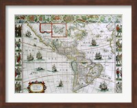 Map of North and South America, Joan Bleau, 1630 Fine Art Print