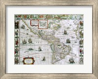 Map of North and South America, Joan Bleau, 1630 Fine Art Print