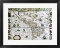 Map of North and South America, Joan Bleau, 1630 Fine Art Print