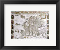 Close-up of the map of Europe, Joan Bleau, 1630 Fine Art Print