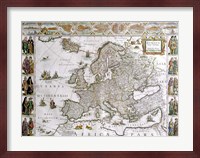 Close-up of the map of Europe, Joan Bleau, 1630 Fine Art Print
