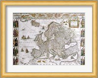 Close-up of the map of Europe, Joan Bleau, 1630 Fine Art Print