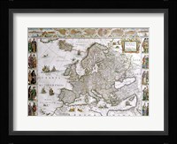 Close-up of the map of Europe, Joan Bleau, 1630 Fine Art Print