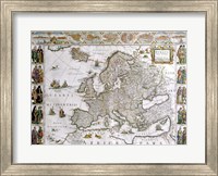 Close-up of the map of Europe, Joan Bleau, 1630 Fine Art Print