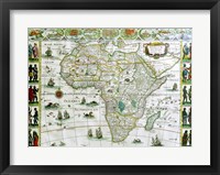 Close-up of the map of Africa, Joan Bleau, 1630 Fine Art Print