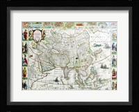 Close-up of the map of Asia, Joan Bleau, 1630 Fine Art Print