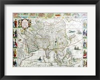 Close-up of the map of Asia, Joan Bleau, 1630 Fine Art Print