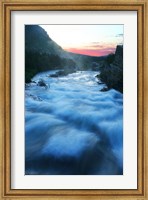 River flowing around rocks at sunrise, Sunrift Gorge, US Glacier National Park, Montana, USA Fine Art Print
