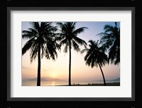 Silhouette of palm trees on a beach during sunrise, Nha Trang Beach, Nha Trang, Vietnam Fine Art Print