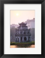 Pagoda at the water's edge during sunrise, Hoan Kiem Lake and Tortoise Pagoda, Hanoi, Vietnam Fine Art Print