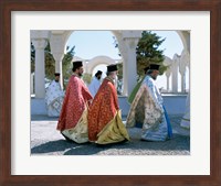 Greek Orthodox, Priests, Santorini, Thira (Fira), Cyclades Islands, Greece Fine Art Print