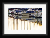 USA, California, Santa Barbara, boats in marina at sunrise Framed Print