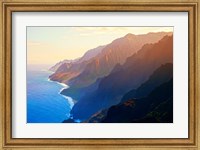 Mountain range at sunrise, Na Pali Coast, Kauai, Hawaii, USA Fine Art Print