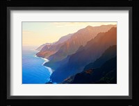 Mountain range at sunrise, Na Pali Coast, Kauai, Hawaii, USA Fine Art Print