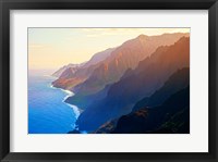 Mountain range at sunrise, Na Pali Coast, Kauai, Hawaii, USA Framed Print