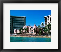 Hotel on the beach, Royal Hawaiian Hotel, Waikiki, Oahu, Hawaii, USA Fine Art Print