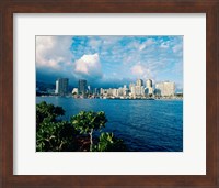 Buildings on the waterfront, Waikiki Beach, Honolulu, Oahu, Hawaii, USA Fine Art Print