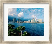 Buildings on the waterfront, Waikiki Beach, Honolulu, Oahu, Hawaii, USA Fine Art Print