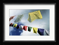 Low angle view of prayer flags, Kathmandu, Nepal Fine Art Print