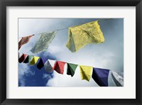 Low angle view of prayer flags, Kathmandu, Nepal Fine Art Print