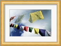 Low angle view of prayer flags, Kathmandu, Nepal Fine Art Print