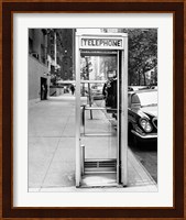 Car parked at the side of a road near a telephone booth Fine Art Print