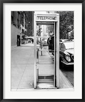 Car parked at the side of a road near a telephone booth Fine Art Print