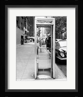 Car parked at the side of a road near a telephone booth Fine Art Print