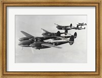Four fighter planes in flight, P-38 Lightning Fine Art Print