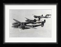 Four fighter planes in flight, P-38 Lightning Fine Art Print