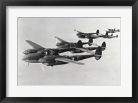 Four fighter planes in flight, P-38 Lightning Fine Art Print