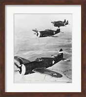 Three fighter planes in flight, P-47 Thunderbolt Fine Art Print