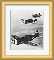 Three fighter planes in flight, P-47 Thunderbolt Fine Art Print