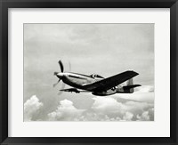 Low angle view of a military airplane in flight, F-51 Mustang Fine Art Print