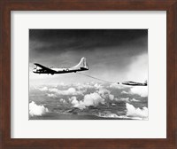 Side profile of a military tanker airplane refueling in flight, B-29 Superfortress, F-84 Thunderjet Fine Art Print