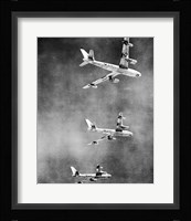 Low angle view of three fighter planes in flight, B-47 Stratojet Fine Art Print