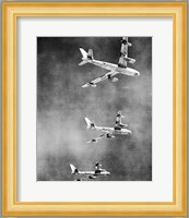 Low angle view of three fighter planes in flight, B-47 Stratojet Fine Art Print