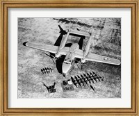 High angle view of soldiers standing near a military airplane, Fairchild C-119 Flying Boxcar Fine Art Print