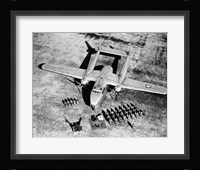 High angle view of soldiers standing near a military airplane, Fairchild C-119 Flying Boxcar Fine Art Print