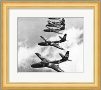 High angle view of fighter planes in flight, Mcdonnell FH-1 Phantom Fine Art Print