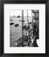 High angle view of army soldiers in a military ship, Normandy, France, D-Day, June 6, 1944 Fine Art Print
