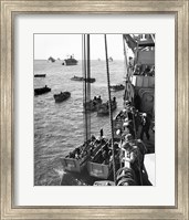 High angle view of army soldiers in a military ship, Normandy, France, D-Day, June 6, 1944 Fine Art Print