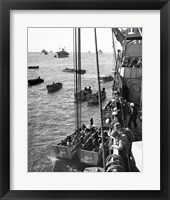 High angle view of army soldiers in a military ship, Normandy, France, D-Day, June 6, 1944 Fine Art Print