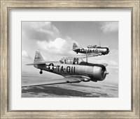 Side profile of two fighter planes in flight, AT-6 Texan Fine Art Print