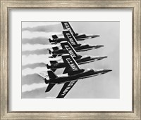 Four fighter planes flying in a formation, Blue Angels, US Navy Precision Flight Team Fine Art Print