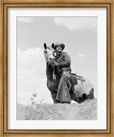 Cowboy on top of escarpment Fine Art Print