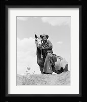 Cowboy on top of escarpment Fine Art Print
