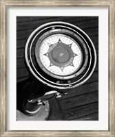 Close up of compass on deck of boat, Compass-Gyro Repeater Fine Art Print