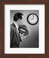 Businessman looking at clock Fine Art Print