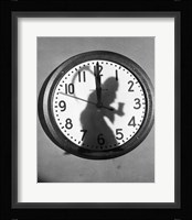 Close-up of the shadow of a person carrying a scythe on a clock Fine Art Print